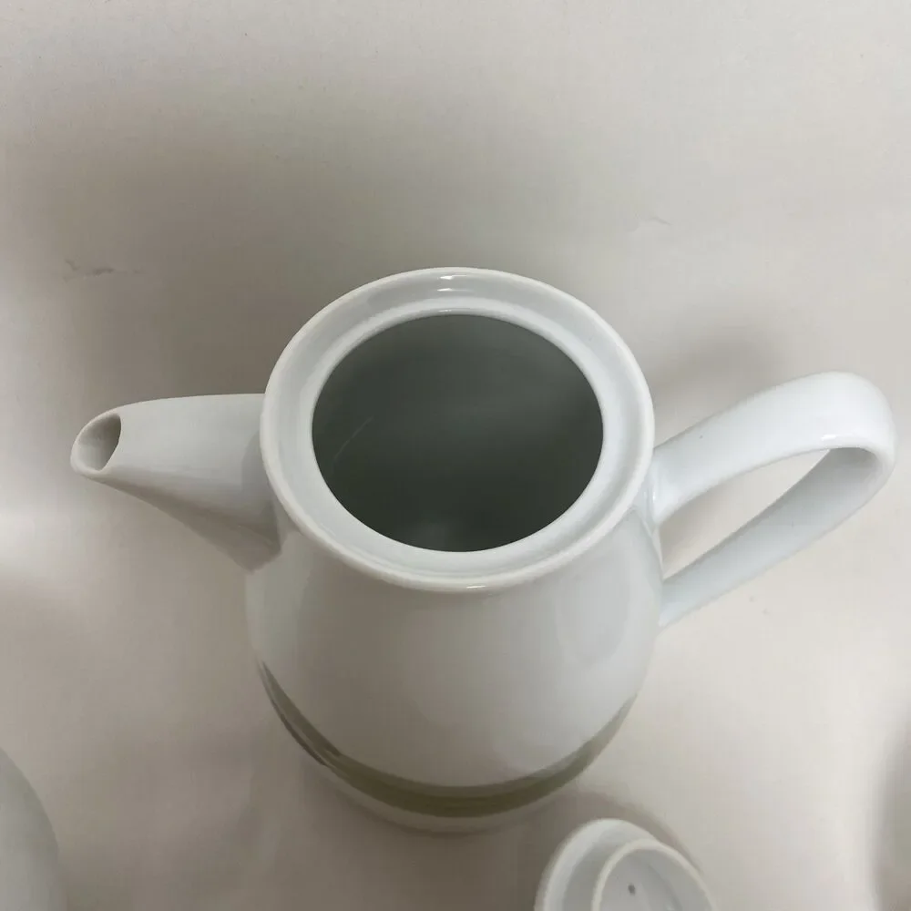 Noritake Green Island Saki Or Tea Pot with Creamer and Sugar Lot of 6  Japan